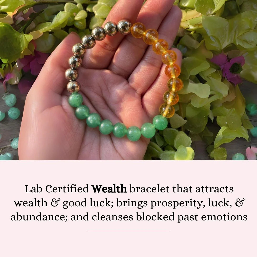 Green Jade, Citrine & Pyrite Natural Crystal Wealth Bracelet