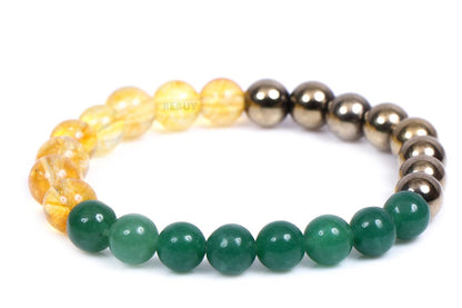 Green Jade, Citrine & Pyrite Natural Crystal Wealth Bracelet