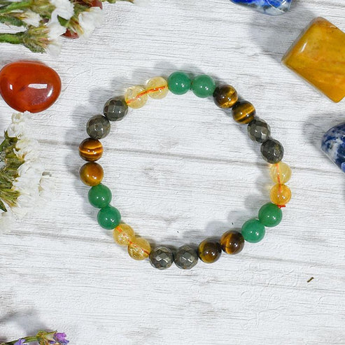 Tiger Eye, Citrine, Green Jade, Pyrite Crystals for Wealth, Protection, Will Power